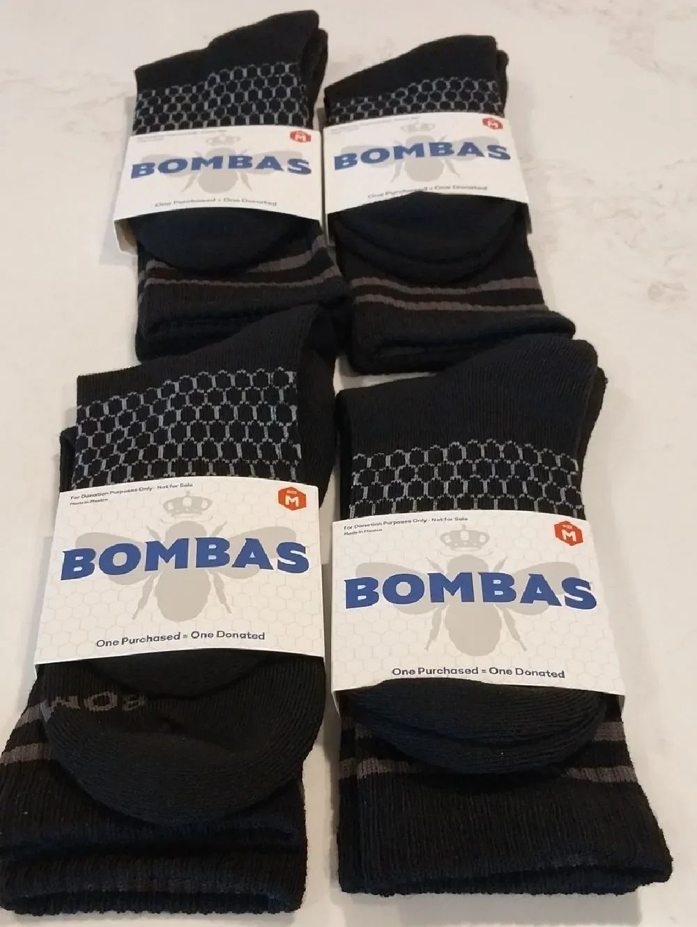 Bombas Black and Gray Men's Crew Socks Variety Pack - 4 Pairs